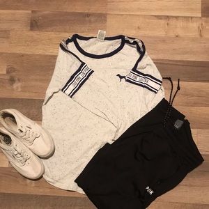 Pink Large off whit speckled mid sleeve Tshirt